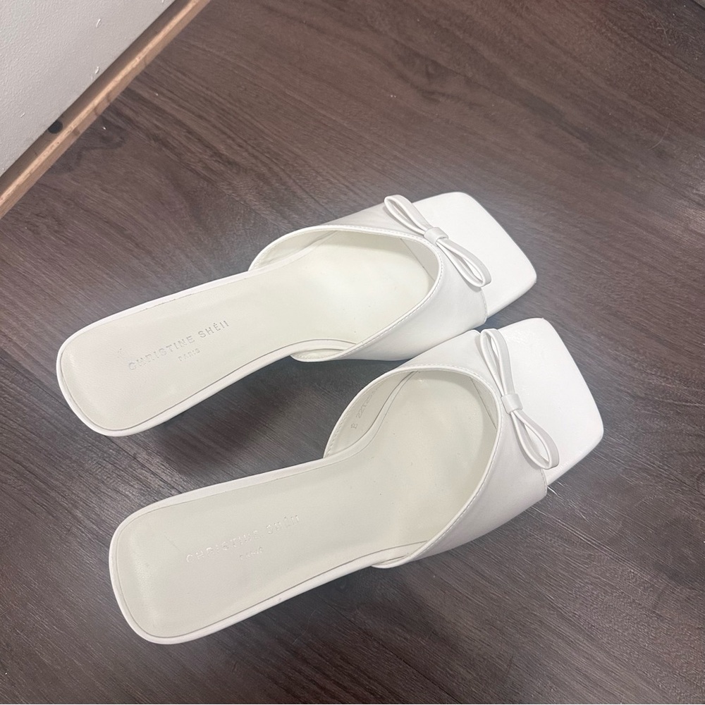 White heeled sandals